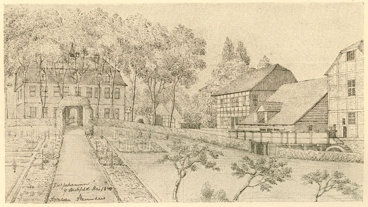 Firmengelände „Kupferhammer“ in Bielefeld im Jahre 1840